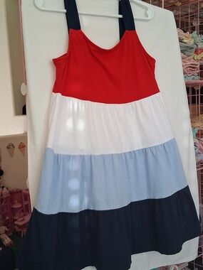 Girls Colorblock Tiered Sundress - Red, White & Blue